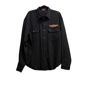 Vintage First Choice Mens XL Black The Desperate Trail Cotton Twill Work Shirt